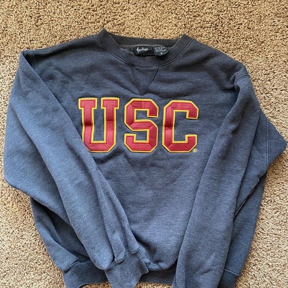 Heritage Tops - Heritage USC California College University Cropped Gray Logo Sweatshirt Small